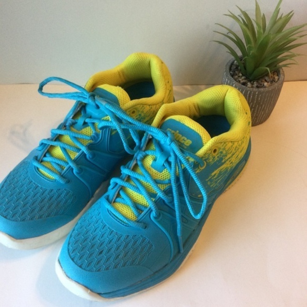 Prince Warrior Lite Shock Eraser Blue and Yellow Casual Athletic Sneakers Size 9
